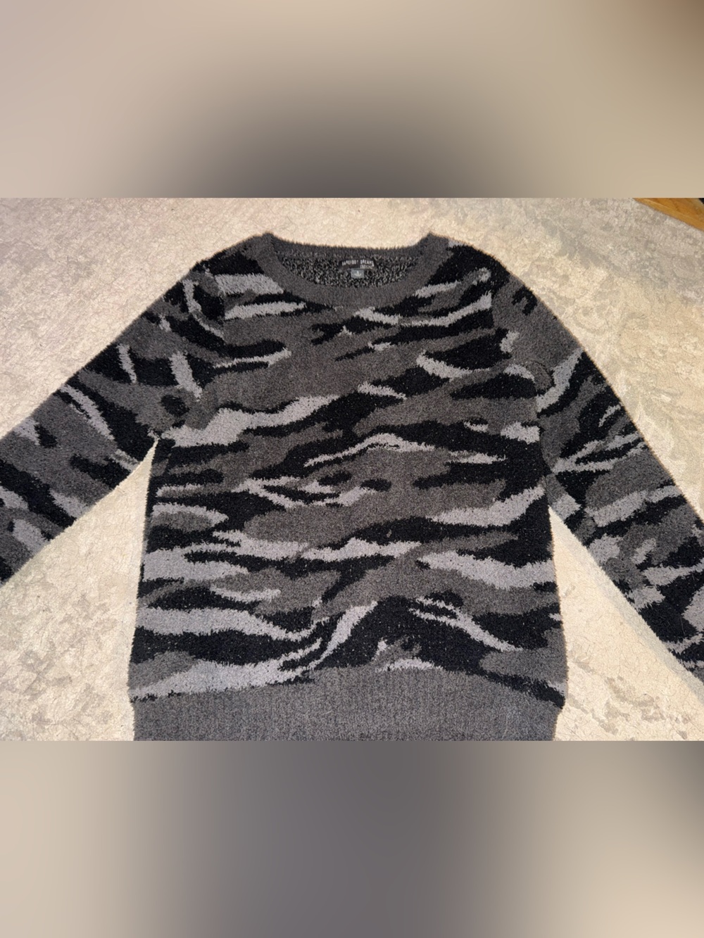 Barefoot Dreams Black and Gray Plush Animal-Print Top